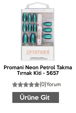 Promani Neon Petrol Takma Tırnak Kiti - 5657