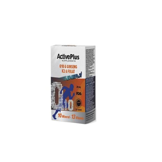  Active Plus Q10 Enerji Tablet Ginseng & K2 & Folat 30 Tablet - 1