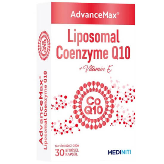 Advancemax Lipozomal Koenzim Q10 30 kapsül takviye, kapsül başı 100 mg Koenzim Q10 ve 12 mg Vitamin E- 1