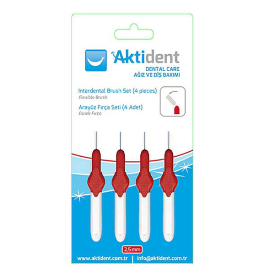 Aktident Orid Arayüz Firçasi 2,5 mm Kirmizi 4 lü - 1