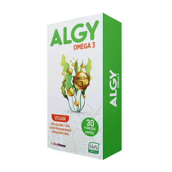 Algy Omega 3 Vegan 500 mg DHA EPA 30 Yumuşak Kapsül - 1