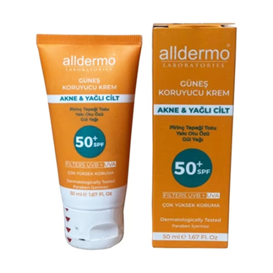  Alldermo Akne ve Yağlı Ciltler İçin Güneş Kremi SPF50 50 ml - 1
