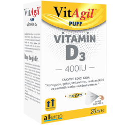 Allergo - Allergo VitAgil D3 Vitamini 400 IU 20 ML Sprey D Vitamini Takviyesi Allergo - Allergo VitAgil D3 Vitamini 400 IU 20 ML Sprey D Vitamini Takviyesi