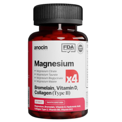 Anocin Magnezyum X4 Complex Citrate Taurate Bisglycinate Malate Bromelain Hyaluronik Asit D B12 B6 30 Tablet - Anocin