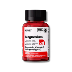 Anocin Magnezyum X4 Complex Citrate Taurate Bisglycinate Malate Bromelain Hyaluronik Asit D3 + B12 + B6 30 Tablet - Anocin