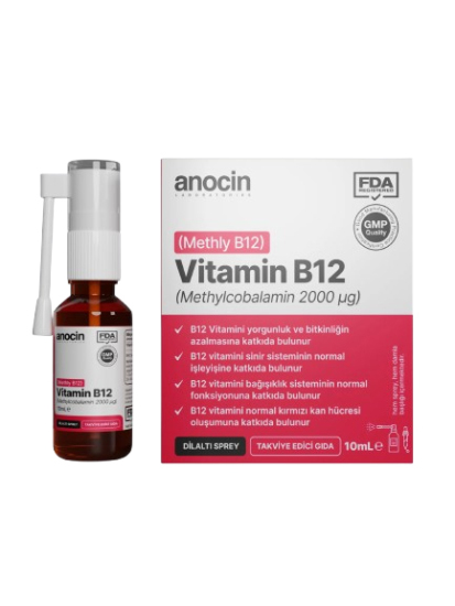Anocin Methyl Cobalamin B12 Sprey 1000 mcg 2000 ug 10 ml