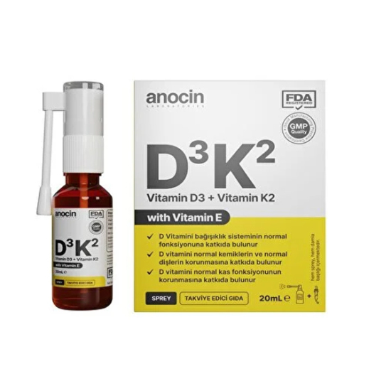 Anocin Vitamin D3 K2 Vitamin E 1000 IU 2M mcg Damla 20 ml