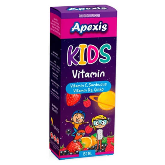 Apexis Kids Sambucus Şurup 150 ml çocuklar için kara mürver Sambucus nigra içeren pratik şurup takviye edici gıda- 1
