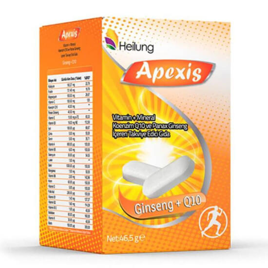 Apexis Multi Tablet Ginseng Q10 30 tablet multivitamin ginseng takviye Kalsiyum 79 mg Vitamin C 60 mg- 1