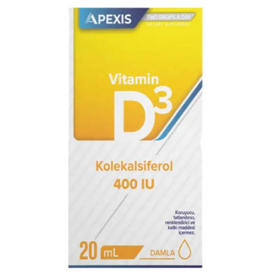  Apexis Vitamin D3 Kolekalsiferol 400 IU Damla 20 ml - 1