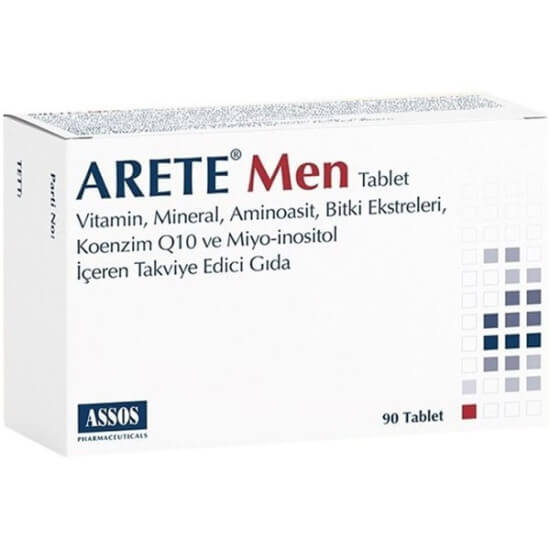 Arete Men 90 Tablet erkek multivitamin takviyesi; L-karnitin 1000 mg, Kore ginsengi 500 mg, Koenzim Q10- 1