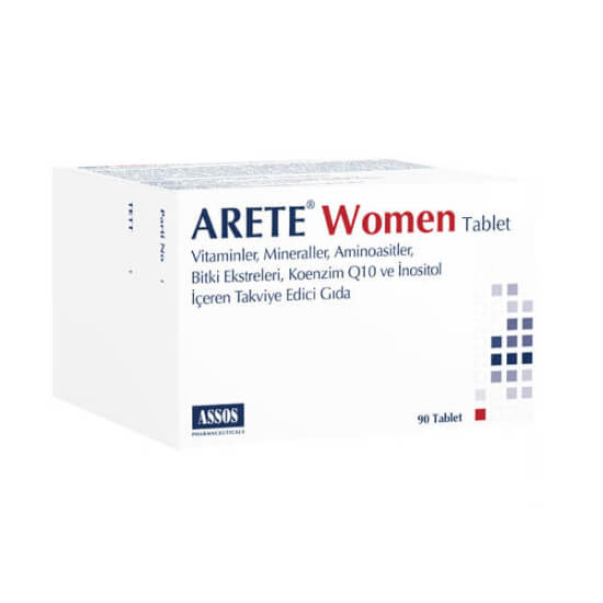Arete Women 90 Tablet multivitamin desteği 90 tablet İnositol 2000 mg Koenzim Q10 200 mg B6 C E demir çinko- 1