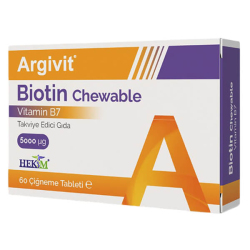 Argivit Biotin Chewable B7 Vitamini İçeren Takviye Edici Gıda 60 Çiğneme Tableti - Argivit