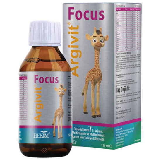 Argivit Focus Şurup 150 ml çocuklar için takviye 5 ml’de 250 mg L-Arginin 10 mg fosfatidilserin vitamin mineral- 1