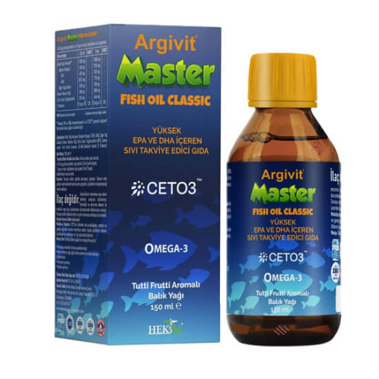 Argivit Master Fish Oil 150 ml balık yağı şurup toplam omega 3 3000 mg EPA 1720 mg DHA 870 mg vitamin E içerir- 1