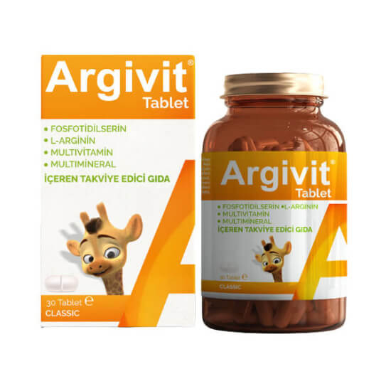 Argivit Multivitamin 30 Tablet takviye edici gıda 125 mg L-arginin 120 mg kalsiyum 40 mg C vitamini- 1
