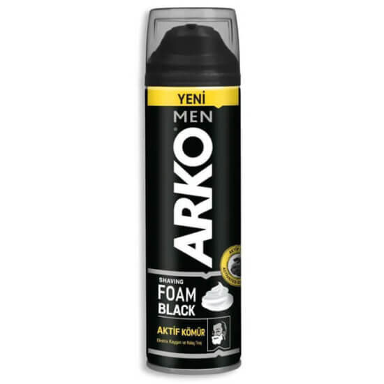 Arko Men Black aktif kömürlü tıraş köpüğü 200 ml erkek bakım ürünü siyah kutu kolay kullanım pürüzsüz tıraş- 1