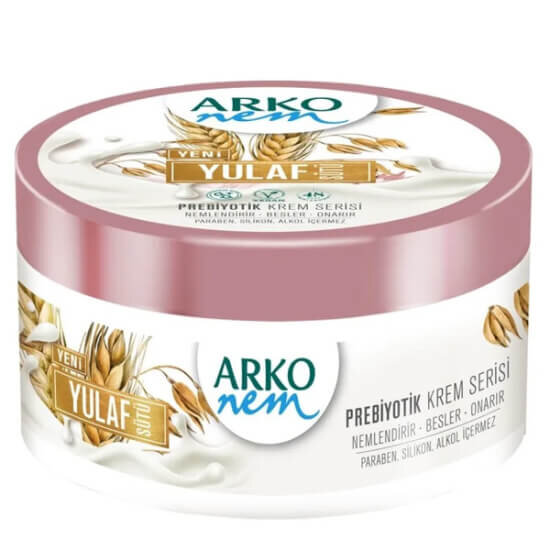 Arko Nem Prebiyotik Krem Yulaf Sütü 250 ml vegan 48 saat nemlendirme hızlı emilim yağlı his bırakmaz paraben silikon alkol içermez- 1