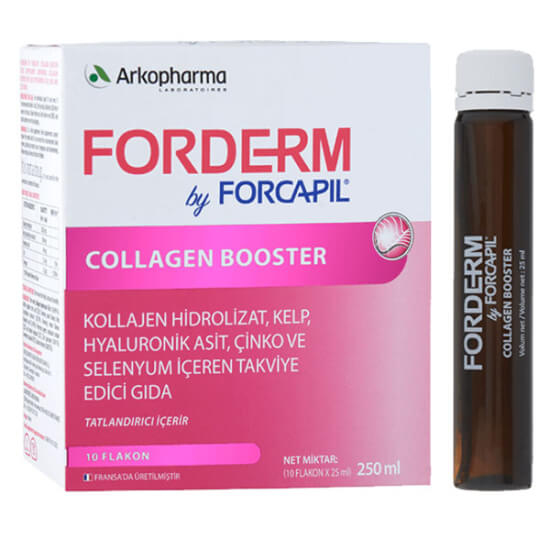 Arkopharma Forcapil Collagen Booster 10 flakon 25 ml kolajen hidrolizat 5002 mg hyaluronik asit 40 mg kelp- 1
