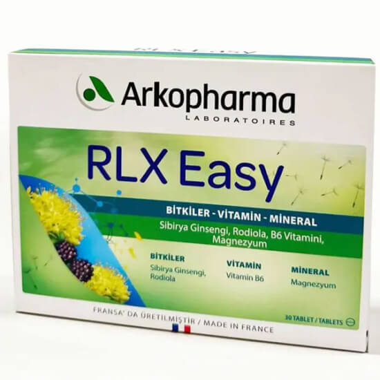 Arkopharma Rlx Easy 30 Tablet gıda takviyesi kutusu 30 tablet Sibirya ginsengi 500 mg Rodiola 375 mg B6 vitaminli- 1