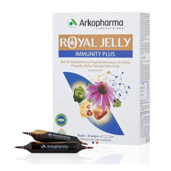 Arkopharma Royal Jelly Immunity Plus 20 ampul takviye 500 mg arı sütü polen propolis ve 5136 mg ekinezya- 1