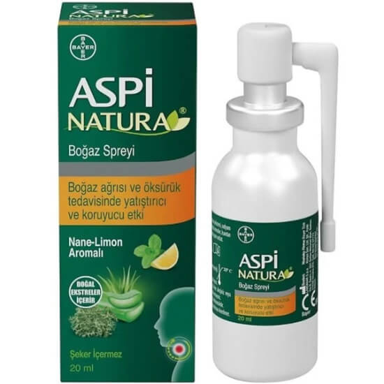 Aspinatura Boğaz Spreyi Nane Limon 20 ml aloe vera İzlanda yosunu hyalüronik asit içeren sprey şişe kutu- 1