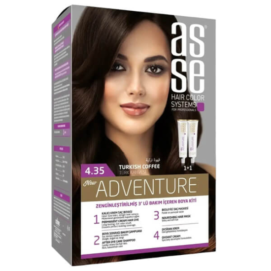  Asse Hair Color System Saç Boyası - Türk Kahvesi No: 4.35 - 1