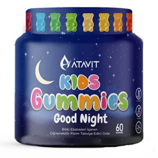 Atavit Kids Good Night 60 Gummies çocuklar için gece vitamini, 60 adet gummy, pratik çiğnenebilir takviye şişesi- 1