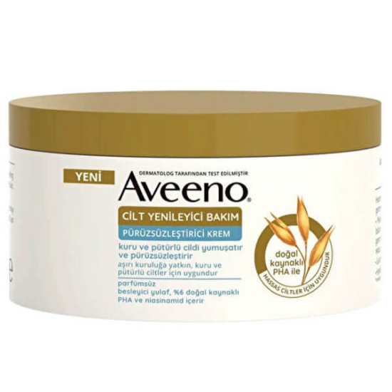 Aveeno Cilt Pürüzsüzleştirici Krem 300 ml prebiyotik yulaf %6 doğal kaynaklı PHA niasinamid hızlı emilen krem- 1
