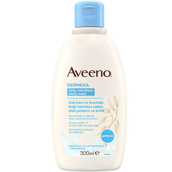 Aveeno Dermexa Emollient Body Wash 300 ml seramid ve prebiyotik yulaf kompleksi içeren parfümsüz duş jeli- 1