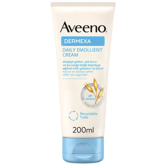 Aveeno Dermexa Emollient Cream 200 ml parfümsüz yumuşatıcı krem prebiyotik yulaf kompleksi seramid atopiye yatkın kuru cilt- 1