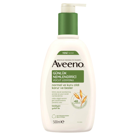 Aveeno Günlük Nemlendirici Vücut Losyonu 500 ml parfümsüz prebiyotik yulaf gliserin dimetikon içeren nemlendirici- 1
