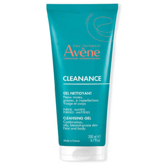 Avene Cleanance Gel Nettoyant 200 ml yağlı akneli cilt yüz temizleme jeli sabunsuz formül Avene termal su sebum dengeleyici- 1