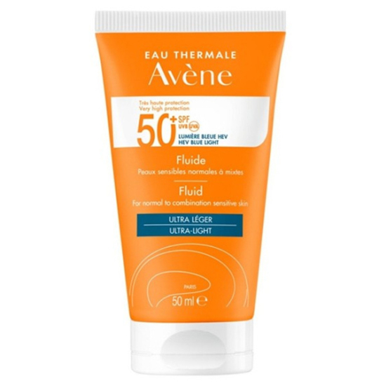 Avene Fluid SPF 50 50 ml renksiz güneş kremi, karma ve hassas ciltler için, yağsız mat bitiş, UVA UVB koruma- 1