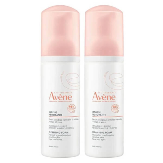 Avene Mousse Nettoyante yüz temizleme köpüğü 150 ml x2 %98 doğal içerik makyaj kir ve fazla sebumu arındırır- 1