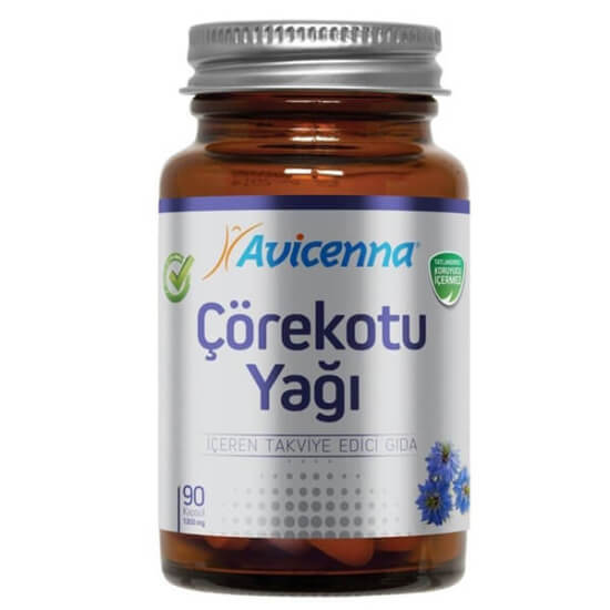 Avicenna Çörek Otu Yağı 90 kapsül 1000 mg yumuşak kapsül, Nigella sativa çörek otu yağı içeren bitkisel takviye- 1