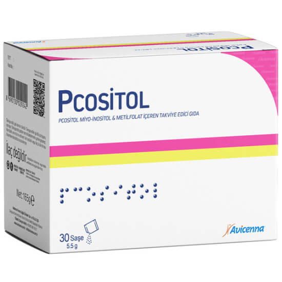 Avicenna Pcositol 30 şase takviye edici gıda kutusu 2000 mg miyo-inositol 500 mg L-karnitin B6 B12 folik asit- 1