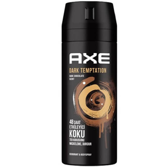Axe Chocolate Dark sprey deodorant 150 ml aerosol şişe çikolata kokulu 48 saat etkili ter ve kokuya karşı koruma- 1