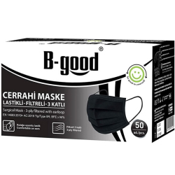 B Good - B Good Cerrahi Maske Dökme 50 Adet Siyah B Good - B Good Cerrahi Maske Dökme 50 Adet Siyah