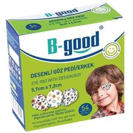 B Good desenli erkek göz pedi 54 adet, göz çukuruna uyumlu hipoalerjenik nefes alabilir göz kapama bandı 5,7x7,2 cm- 1