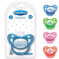 Baby Time BT128-1 Silikon Damaklı Koruma Kapaklı Mat Gövdeli Emzik 1 Adet - Baby Time