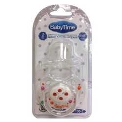Baby Time BT135-2 Silikon Damaklı Koruma Kapaklı Desenli Emzik - Baby Time