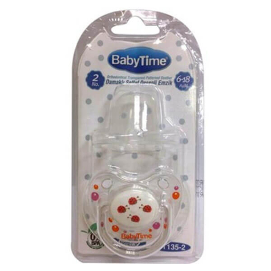 Baby Time BT135-2 Silikon Damaklı Koruma Kapaklı Desenli Emzik - 1