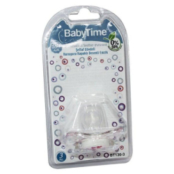 Baby Time BT136-3 Silikon Damaklı Koruma Kapaklı Desenli Emzik - Baby Time