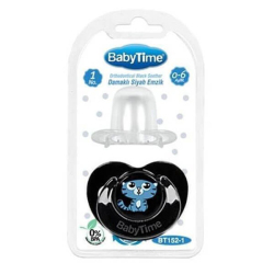 Baby Time BT152 Silikon Damaklı Koruyucu Kapaklı Siyah Gövdeli Emzik - Baby Time