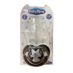 Baby Time BT153 Silikon Damaklı Koruyucu Kapaklı Siyah Gövdeli Emzik - Baby Time