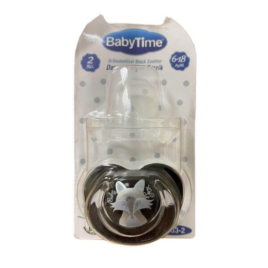 Baby Time BT153 Silikon Damaklı Koruyucu Kapaklı Siyah Gövdeli Emzik - 1