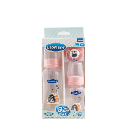 Baby Time BT209 3'lü Biberon Seti - Pembe - 1