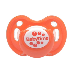 Baby Time Kiraz Uçlu Koruyucu Kapaklı Mat Gövdeli Desenli Emzik 18+ Ay - Turuncu - Baby Time