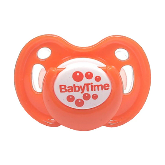 Baby Time Kiraz Uçlu Koruyucu Kapaklı Mat Gövdeli Desenli Emzik 18+ Ay - Turuncu - 1